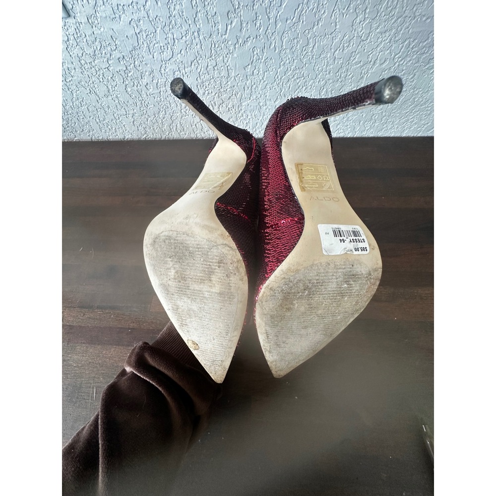 ALDO Stessy 2.0 Red‎ Sequin Stiletto Pointed Toe Heels Women's Size 8 - Picture 4 of 5